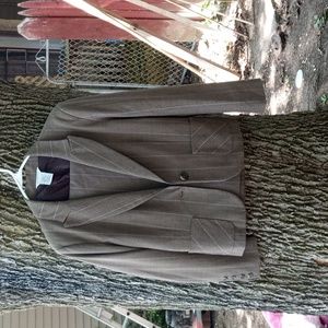 George Stretch brown and pink pinstripe suit